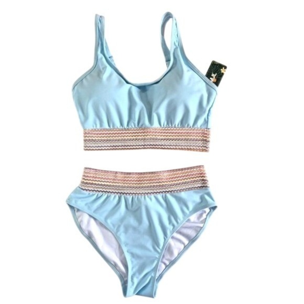 Blooming Jelly Blue High Waisted Bikini Set NWT Size‎ Medium